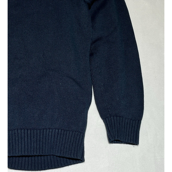 LL Bean Cardigan Sweater Mens Large Navy Blue Full Zip Mock Neck Classic - Picture 4 of 9